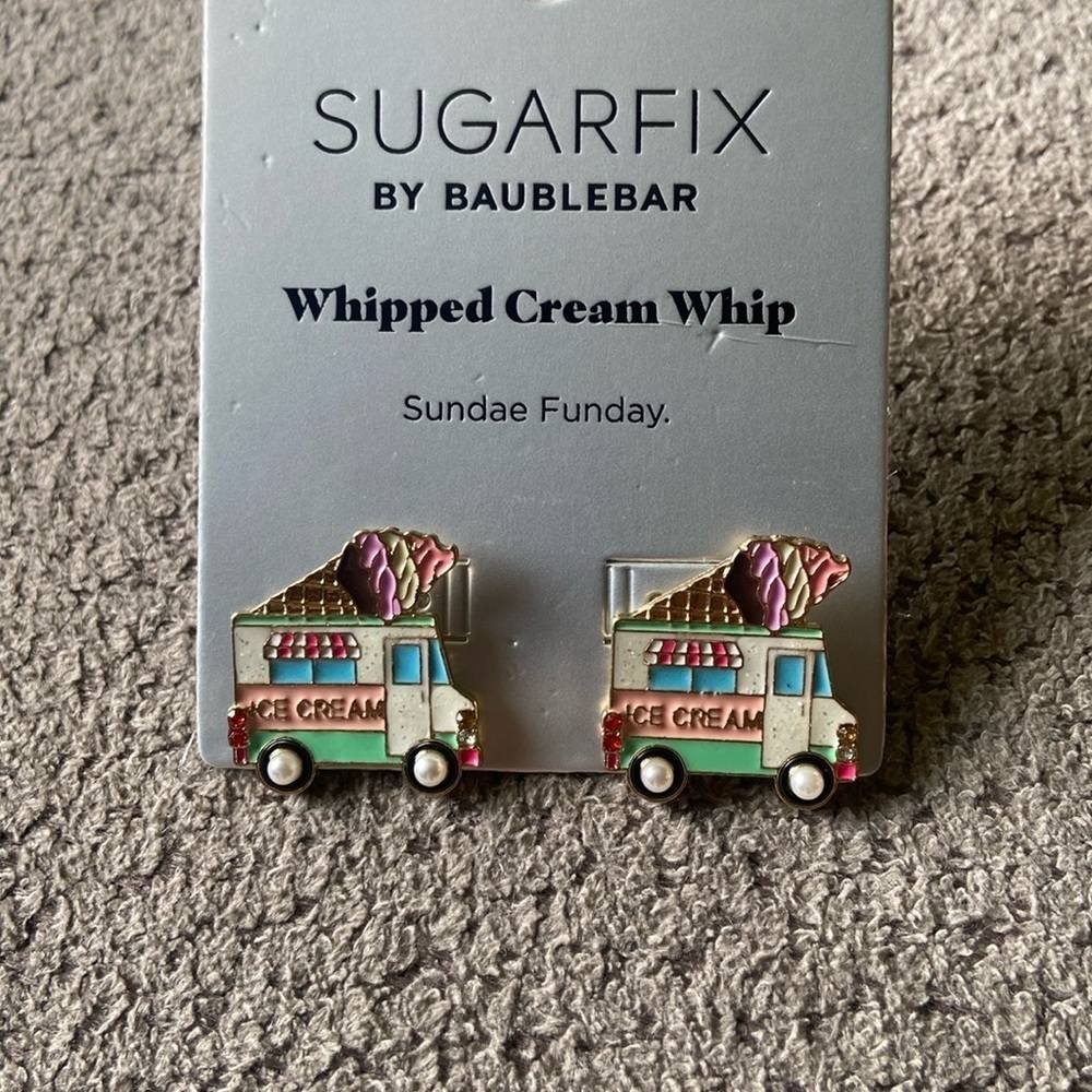 NWT Sugarfix Whipped Cream Whip earrings‎ Ice Cream truck earrings